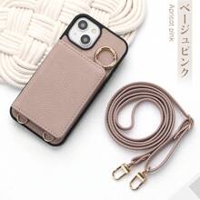 手机壳挂绳手机壳手机壳带镜面防摔防污独家设计时尚手机壳兼容 6/7/8/SE2/SE3/11/12/13/14/15/16/17 Pro、17 Pro Max - 杏桃粉紅色 - 查看 4