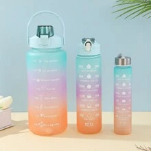 3pcs Slogan Graphic Water Bottle - Green - View 12