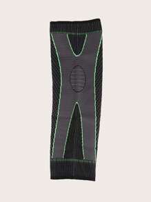 1pc Knitted Warm Sports Knee & Calf Sleeve With Cushioning Effect For Compression, Protection - Green - View 4