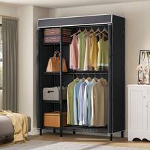 VIPEK V7C Basic Garment Rack With Cover Portable Closets For Hanging Clothes, Heavy Duty Clothes Rack With Shelves Metal Freestanding Closet Wardrobe, Max 670lbs, Black Clothing Rack With Black Cover - màu đen - Xem 2