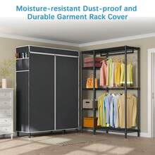 VIPEK V7C Basic Garment Rack With Cover Portable Closets For Hanging Clothes, Heavy Duty Clothes Rack With Shelves Metal Freestanding Closet Wardrobe, Max 670lbs, Black Clothing Rack With Black Cover - màu đen - Xem 3