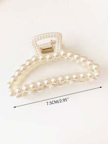 1 móng vuốt tóc trang trí ngọc trai giả màu trắng để sử dụng hàng ngày - trắng - Xem 5