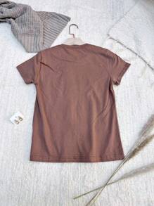 Women T-Shirts - 巧克力棕 - 查看 5