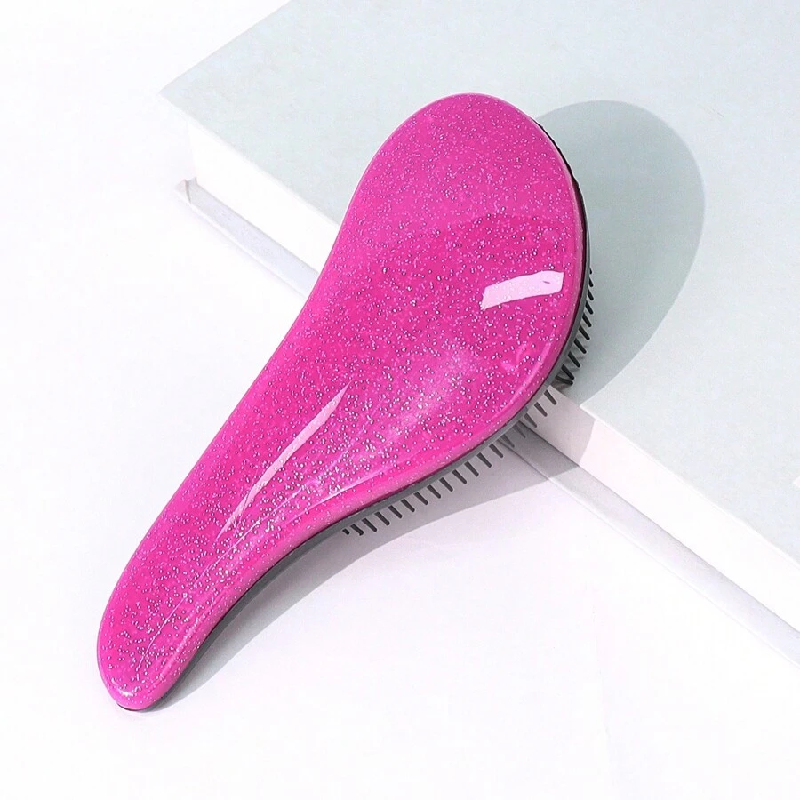 1入頭髮梳理閃光刷（成人和兒童均適用）-天然，卷曲，直髮，濕髮或乾髮專用去結髮刷-男女適用髮刷，小女孩髮配件-玫瑰紅色髮刷梳 - 玫紅色 - 查看 1