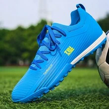 Hniadia Tian Baolun Men's Football Shoes For Hard And Loose Ground Outdoor Sports Ergonomic Design Advanced Leather Upper High Moisture Absorption Breathable Fly-knitting Technology Mid-cut Indoor Sports Futsal Football Boots Wear-resistant Rubber Sole Anti-slip Football Shoes Comfortable Inner Lining Excellent Foot Feeling Football Boots 39-44 Size Suitable For Men's Football Shoes, Worldwide Debut, Firm Football Training Shoes With Sole + Toe Stitching And Cold Glue Technology, Blue Football Boots