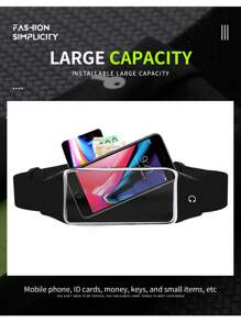 1pc Outdoor Sports Running Fitness Touchscreen Black Waist Bag - Black - View 3