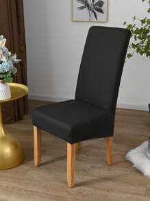 1pc Four Seasons Elastic Solid Color Chair Cover, Suitable For Restaurants, Hotels, Ceremonies - Black - View 5