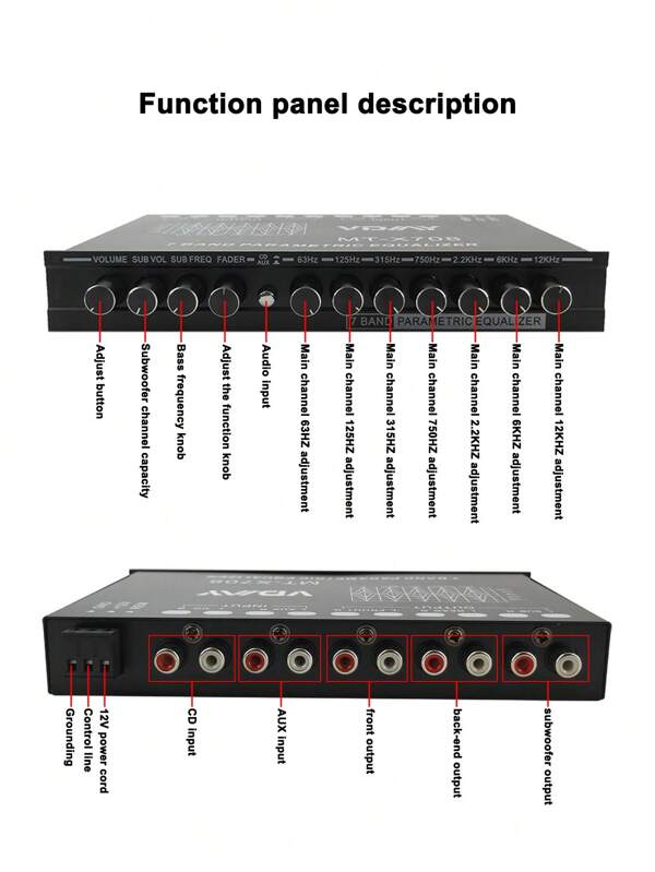 1pc Vdmy Mt-x708 Car Graphic Equalizer 7-band (adjustable) 7-band Eq