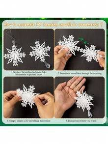 1 Juego De Decoración Colgante De Copo De Nieve Blanco Para Navidad - Blanco - Ver 5