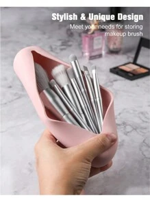 1 件旅行化妆刷盒，便携式化妆刷化妆品架，柔软舒适的化妆刷收纳盒，时尚漂亮的化妆刷包，适用于旅行收纳包，化妆包，化妆包，度假收纳包，大容量化妆收纳盒化妆盒，适用于口红、刷子、护肤品、手机、硬币、小物品，适用于家庭、礼物、度假和节日万圣节圣诞节多功能用途，波西米亚风，适用于假日海滩、浴室收藏、卧室收藏，大容量 - 粉色 - 查看 2