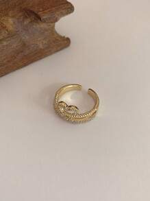 1pc Simple Heart Shaped Waterdrop Rhinestone Ring For Women, Perfect For Dating And Vacation Gift - Yellow Gold - View 4