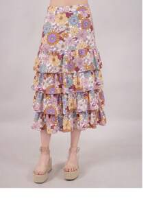 Falda estampada con olanes - Multicolor - Ver 3