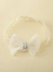 1對寶寶白珍珠蝴蝶結防滑地板襪 + 1入寶寶髮箍 - 白色 - 查看 4