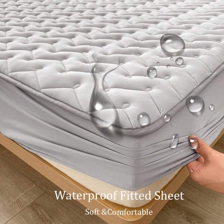 1pc Deep Grey Fitted Sheet - Dark Grey - View 1
