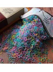 500pcs/Pack One-Time Rubber Hair Ties, Elastic Hair Bands With Plastic Buckles For Hair Accessories Casual Ponytail Holders - Multicolor - View 2