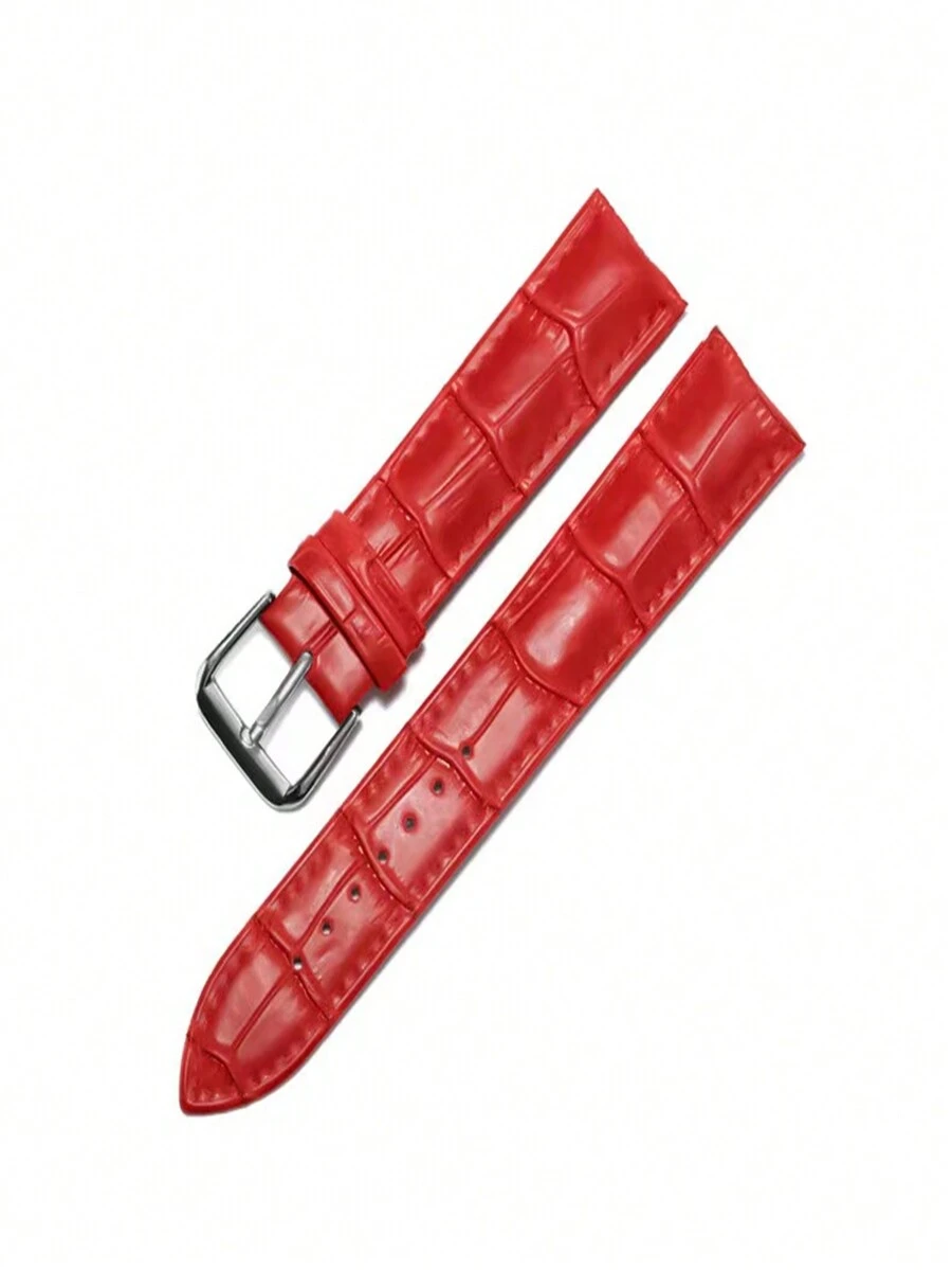 Correa De Reloj De Cuero De Pu Con Diseño De Bambú / Banda De Reloj De Cuero De Vaca - Rojo - Ver 1