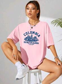 Plus Size T-shirts - 淺粉色 - 查看 2