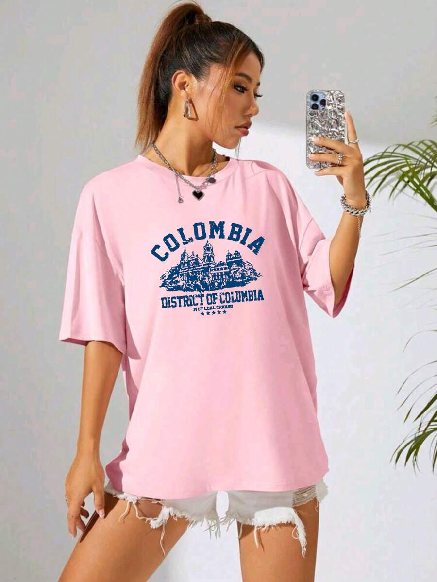 Plus Size T-shirts - 淺粉色 - 查看 1