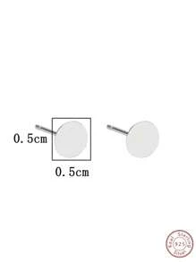 1對女式實心925純銀5mm圓形耳釘,適用於日常、約會、派對、婚禮、旅行、通勤、海灘穿著,適用於女友、母親、老師、朋友、同學等送禮