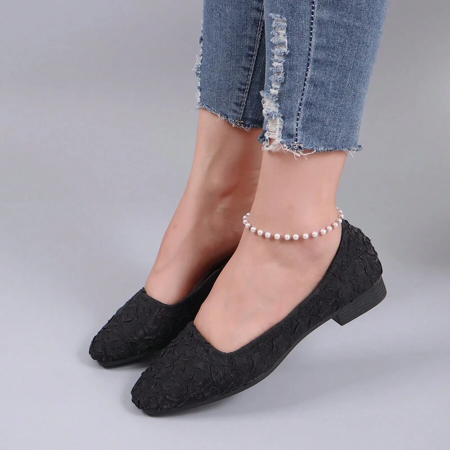 Bailarinas Negras Para Mujer Con Puntera Cuadrada - Negro - Ver 1