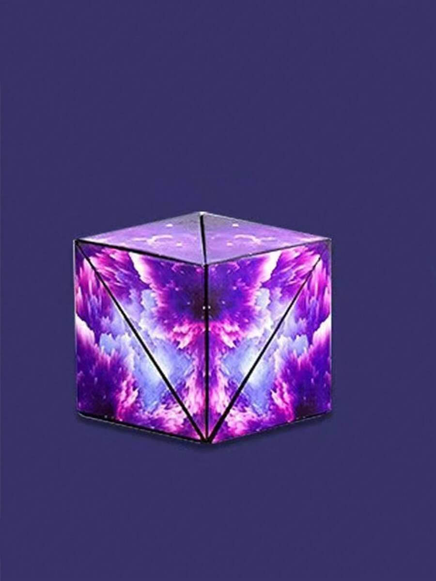 1 pieza 3d cubo ( de color al azar ) geométrico espacio tridimensional descomprimiendo Juguete - Morado - Ver 1
