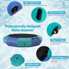 COSTWAY 12FT Inflatable Water Bouncer Splash Padded Water Trampoline - Blue - View 7