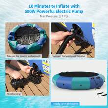 COSTWAY 12FT Inflatable Water Bouncer Splash Padded Water Trampoline - Blue - View 3