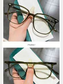 1 pieza Gafas de montura grande y versátil con lentes transparentes (con estuche para gafas) - Verde - Ver 4