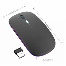 Ratón inalámbrico portátil ultra delgado recargable con luz LED colorida de 2.4GHz, compatible con Windows/Sistema y computadoras de escritorio/portátiles con interfaz USB-A. - Negro - Ver 7