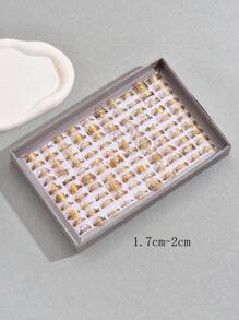 20pcs/set Exaggerated Geometric Hollow Out Stainless Steel Ring Set For Ladies' Party (random Styles And Sizes, No Box) - Yellow Gold - View 6