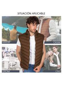 Vest For Men Quilted Lightweight Repellent Casual Basic - Chocolate Brown - View 5