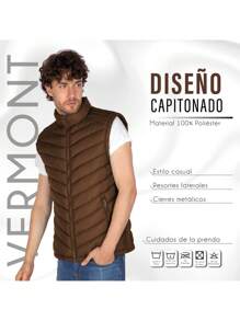 Vest For Men Quilted Lightweight Repellent Casual Basic - Chocolate Brown - View 4