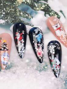 6入組聖誕主題指甲藝術貼花 - 彩色 - 查看 5