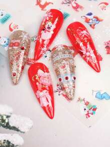 6入組聖誕主題指甲藝術貼花 - 彩色 - 查看 4