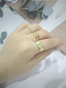 3入組/套時尚不銹鋼圓形裝飾戒指適合女士日常裝飾