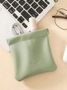Compact & Stylish Mini PU Leather Squeeze Coin Purse - Perfect for Cash, Earphones & Key Storage! Storage Bag,Waterproof,Portable,for Travel,for College,Minimalist,for Men and Women - Green - View 1