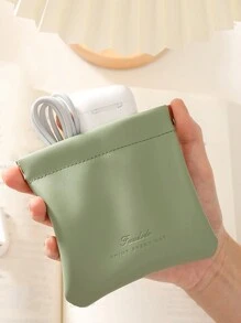 Compact & Stylish Mini PU Leather Squeeze Coin Purse - Perfect for Cash, Earphones & Key Storage! Storage Bag,Waterproof,Portable,for Travel,for College,Minimalist,for Men and Women - Green - View 2