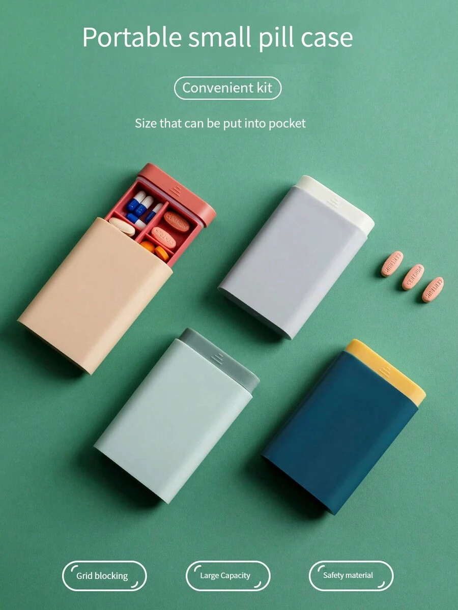 Grids Pill Storage Box Travel Medicines Storage Box Drug Separation Mini Portable Organizer Container With Seal box - Grey - View 1