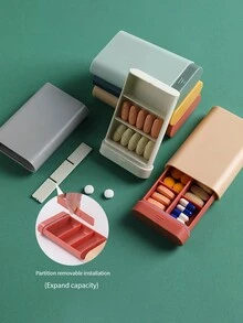 Grids Pill Storage Box Travel Medicines Storage Box Drug Separation Mini Portable Organizer Container With Seal box - Grey - View 5