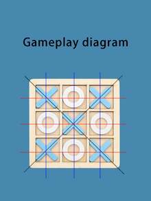 木質xo三重井字遊戲九宮格三人棋親子互動桌面對戰遊戲板 - 白藍色 - 彩色 - 查看 3