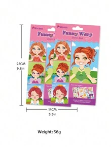 1套的有趣DIY孩子們的貼紙書,聚焦動物,,,面部轉型,公主打扮 - 彩色 - 查看 3