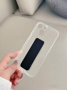 苹果 1 件装透明磁力吸附手机壳，带防摔保护和支架，适用于 iPhone - 黑色 - 查看 2