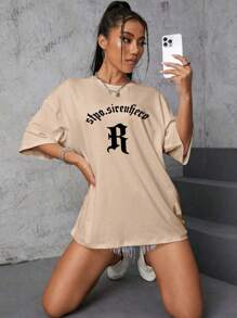 Plus Size T-shirts - Màu Khaki - Xem 1