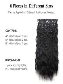 4H27# Clip in Hair Extensions, 6PCS Black Brown Hair Extensions 20" Thick Long Loose Waves Hair Extensions Natural Soft Hairpieces for Women - Piano Color - View 4