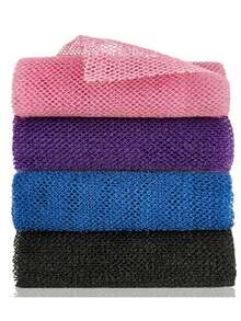 Red Exfoliante 4 Piezas De Esponja De Red De Nylon Para Baño, Esponja Para Baño Larga De Red Para Ducha, Exfoliante De Cuerpo - Multicolor - Ver 1