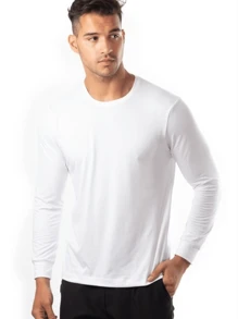 Playera Termica Cómoda Manga Larga Slim Lycra  Alta Calidad - Blanco - Ver 1