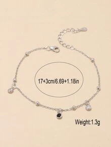 1入組簡約豪華s925純銀圓珠與人造鏈手鍊,適用於女士日常佩戴