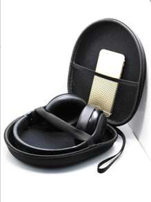 Headphone Bag Compression Resistant Eva Storage Bag Portable Storage Box Multi-Function Data Cable Storage Bag Wireless Earphones Bluetooth Earphones Headset Earbuds For Business,Travel,School,College,Office - Black - View 1