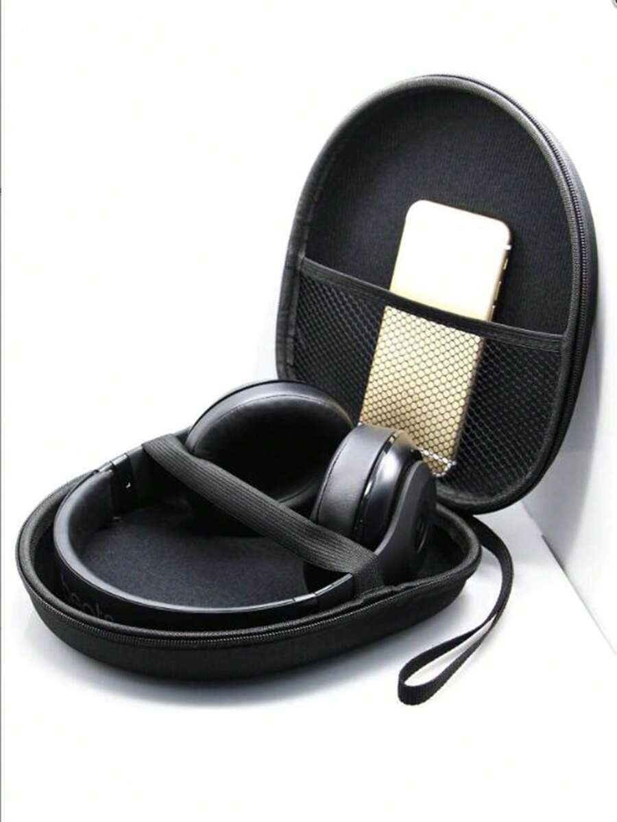 Headphone Bag Compression Resistant Eva Storage Bag Portable Storage Box Multi-Function Data Cable Storage Bag Wireless Earphones Bluetooth Earphones Headset Earbuds For Business,Travel,School,College,Office - Black - View 1