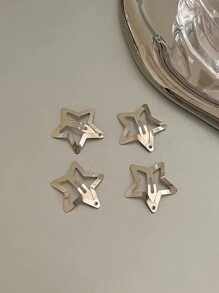 8件套女士银色金属星星发夹，适合购物和日常佩戴，甜美可爱的发饰套装，街头风，Y2ky2k 爪夹发爪发卡